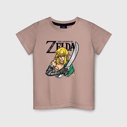 Футболка хлопковая детская The Legend of Zelda - Tears of the Kingdom, цвет: пыльно-розовый