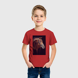 Футболка хлопковая детская Лошадь во всей красе, цвет: красный — фото 2