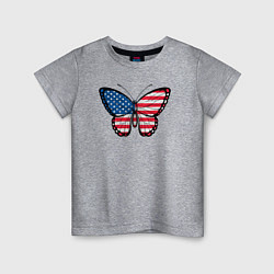 Футболка хлопковая детская США бабочка, цвет: меланж