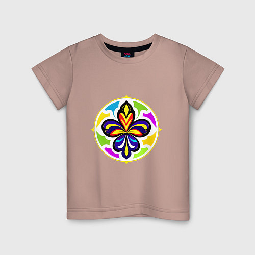 Детская футболка Гербовая лилия в цветовой абстракции / Пыльно-розовый – фото 1
