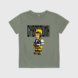 Футболка хлопковая детская Homer Simpson - cyberpunk - neural network, цвет: авокадо