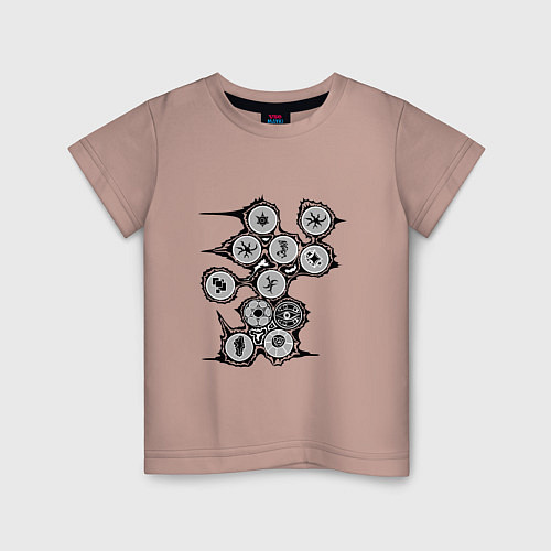 Детская футболка Пиктограммы в паттерне / Пыльно-розовый – фото 1