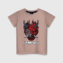 Футболка хлопковая детская Samurai logo, цвет: пыльно-розовый