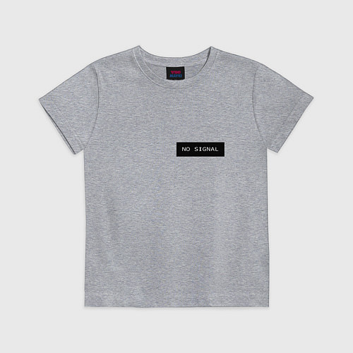 Детская футболка Нет сигнала на черном фоне - мини / Меланж – фото 1