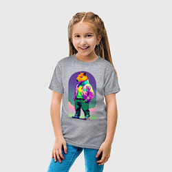 Футболка хлопковая детская Модный капибара - нейросеть, цвет: меланж — фото 2