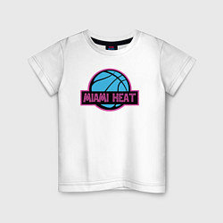 Футболка хлопковая детская Miami Heat team, цвет: белый