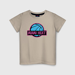 Футболка хлопковая детская Miami Heat team, цвет: миндальный