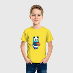 Футболка хлопковая детская Милая панда с чизбургером, цвет: желтый — фото 2