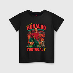 Футболка хлопковая детская Криштиану Роналду Португалия 7, цвет: черный