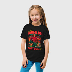 Футболка хлопковая детская Криштиану Роналду Португалия 7, цвет: черный — фото 2