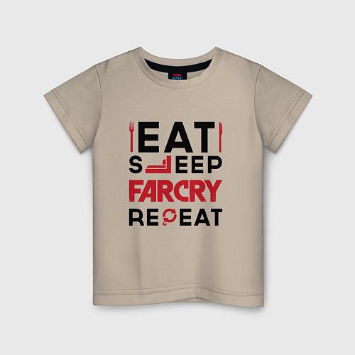 Детская футболка Надпись: eat sleep Far Cry repeat / Миндальный – фото 1