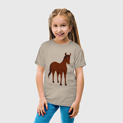 Футболка хлопковая детская Прекрасная лошадка, цвет: миндальный — фото 2