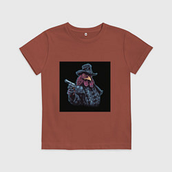 Футболка хлопковая детская Петух-шериф, цвет: кирпичный