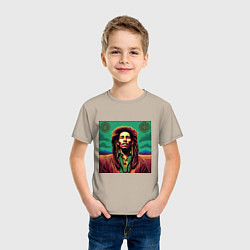 Футболка хлопковая детская Digital Art Bob Marley in the field, цвет: миндальный — фото 2