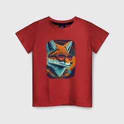 Футболка хлопковая детская Old Fox with glasses, цвет: красный