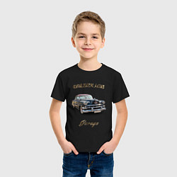 Футболка хлопковая детская Классический автомобиль Chevrolet 210, цвет: черный — фото 2