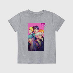 Футболка хлопковая детская Bts anime art style, цвет: меланж