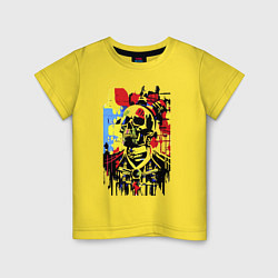 Футболка хлопковая детская Skull - pop art - sketch, цвет: желтый