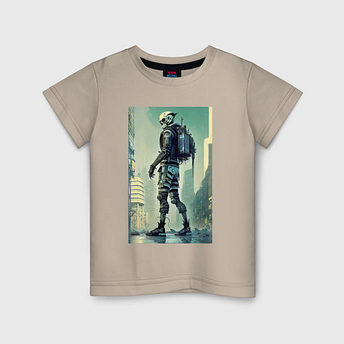 Детская футболка Skeleton - cyberpunk - metropolis / Миндальный – фото 1