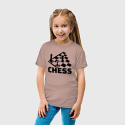 Футболка хлопковая детская Chess game, цвет: пыльно-розовый — фото 2