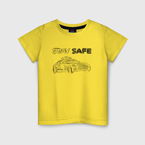 Детская футболка Stay safe black / Желтый – фото 1