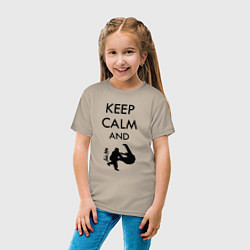 Футболка хлопковая детская Keep calm and judo, цвет: миндальный — фото 2