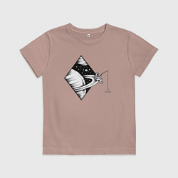 Футболка хлопковая детская Space fisher, цвет: пыльно-розовый