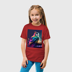 Футболка хлопковая детская Музыкальная сова - нейросеть, цвет: красный — фото 2
