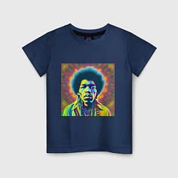 Футболка хлопковая детская Jimi Hendrix Magic Glitch Art, цвет: тёмно-синий