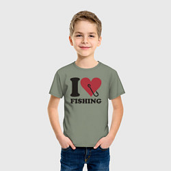 Футболка хлопковая детская I love fishing, цвет: авокадо — фото 2