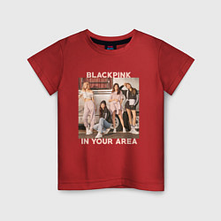 Футболка хлопковая детская Blackpink Jennie Lisa Rose Jisoo, цвет: красный