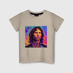 Футболка хлопковая детская Jim Morrison Strange colors Art, цвет: миндальный