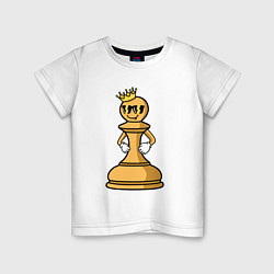 Футболка хлопковая детская Шахматная пешка InChess, цвет: белый