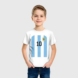 Футболка хлопковая детская Месси сборная Аргентины ЧМ 2022, цвет: белый — фото 2