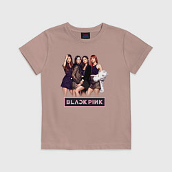 Футболка хлопковая детская Rose Blackpink kpop, цвет: пыльно-розовый