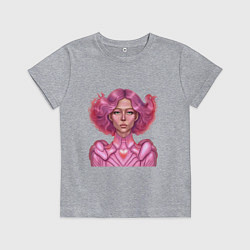 Футболка хлопковая детская Влюбленная кибер-девушка, цвет: меланж