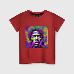 Футболка хлопковая детская Jimi Hendrix in color Glitch Art, цвет: красный