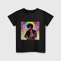 Футболка хлопковая детская Jimi Hendrix Rock Idol Art, цвет: черный