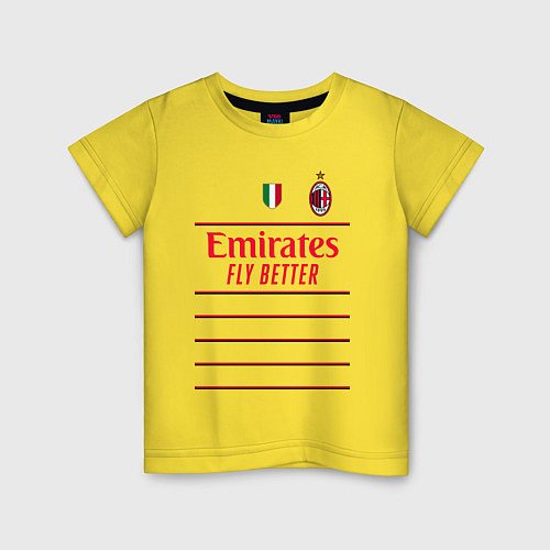 Детская футболка ФК Милан форма 2223 гостевая / Желтый – фото 1