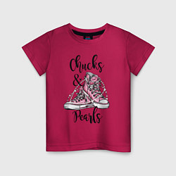 Футболка хлопковая детская Chucks and pearls, цвет: маджента