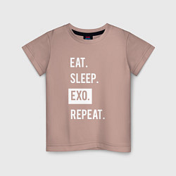 Футболка хлопковая детская Eat Sleep EXO Repeat, цвет: пыльно-розовый