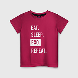Футболка хлопковая детская Eat Sleep EXO Repeat, цвет: маджента