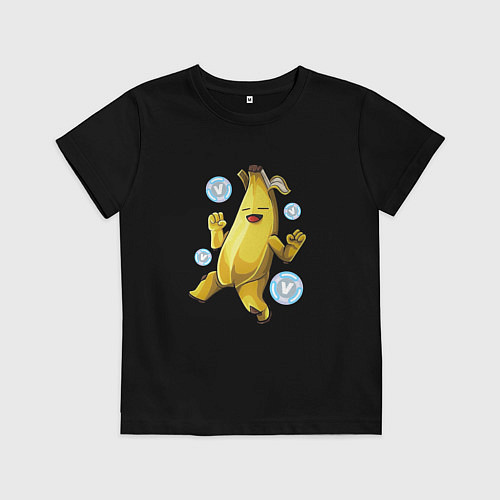 Детская футболка Банан с В-баксами Фортнайт / Черный – фото 1