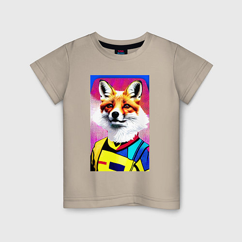 Детская футболка Fox - pop art - fashionista / Миндальный – фото 1