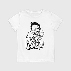 Футболка хлопковая детская Gamer man, цвет: белый
