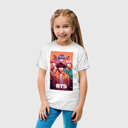 Футболка хлопковая детская BTS kpop anime, цвет: белый — фото 2