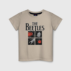 Футболка хлопковая детская Beetles, цвет: миндальный