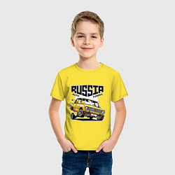 Футболка хлопковая детская Russia tuning car, цвет: желтый — фото 2