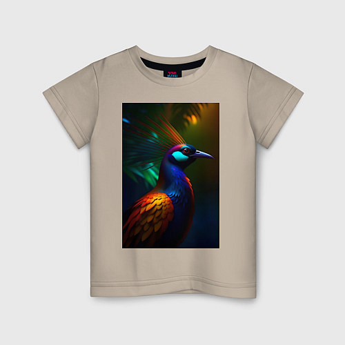 Детская футболка Райская птичка - нейросеть / Миндальный – фото 1