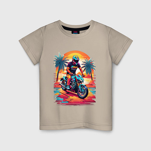 Детская футболка Байкер в Майями / Миндальный – фото 1